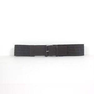 31”-33”+ Stretch Wide Dark Brown Italian Leather Belt with Silver and Leather
